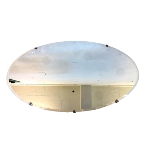 19 - Unframed Oval Bevelled Glass Wall Mirror