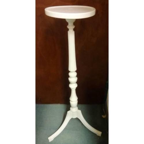 58 - White Painted Torchere on turned & fluted centre column with 3 sabre supports, circular top & Small ... 