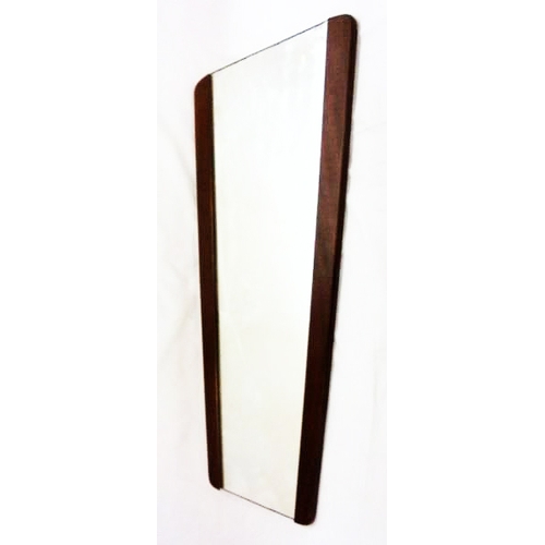 13 - 1970s Teak Framed Mirror, tapering wedge shape with teak borders