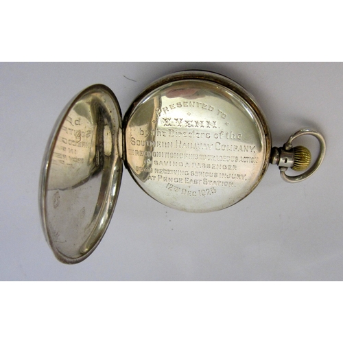 435 - Early C20th Silver Half Hunter Pocket Watch with top wind, outer case with enamelled Roman numerals,... 