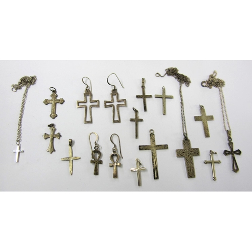 417 - Silver/925 Cross Pendants & earrings