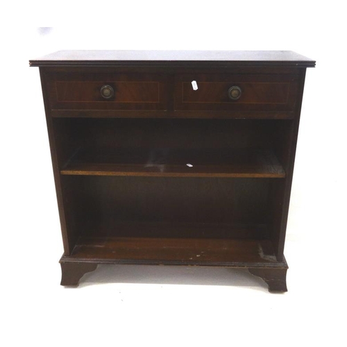 5 - Dwarf Bookcase with 2 frieze drawers, ring pull handles, on bracket supports