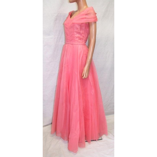 541 - Ladies Vintage 1950s Pink Evening Dress labelled 'Stamp Taylor' in box marked Swan & Edgar Ltd. Picc... 