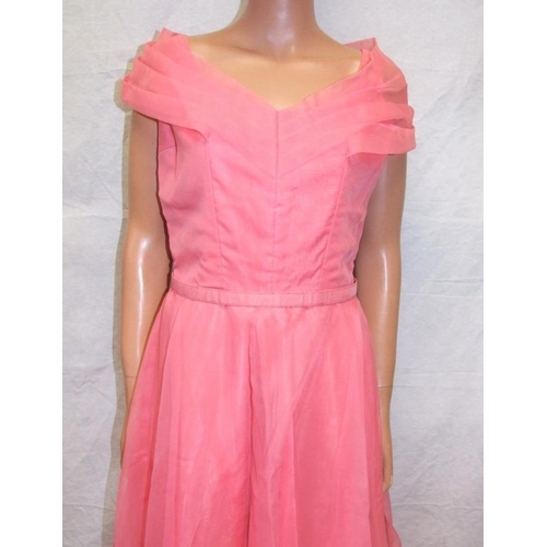 541 - Ladies Vintage 1950s Pink Evening Dress labelled 'Stamp Taylor' in box marked Swan & Edgar Ltd. Picc... 