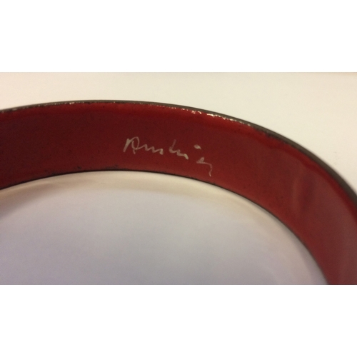 203 - Early C20th Red & White Enamelled Bracelet, signed Ruskin, circa 1920