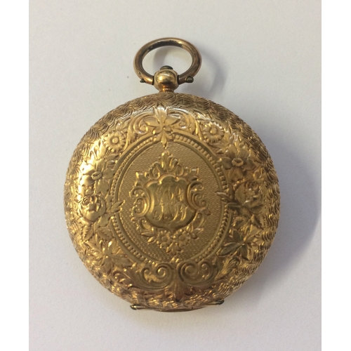 252 - 18ct. Gold Gents Hoefler Evening Pocket Watch, engraved case, blue hands, Roman Numerals