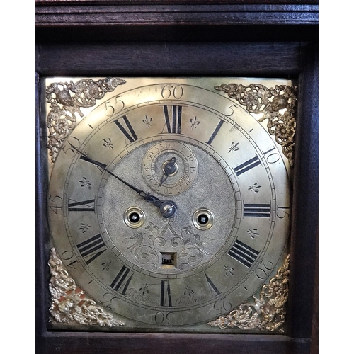 153 - Early C18th Longcase Clock circa 1720 with square brass dial signed by John Wilkins, Oakham, date ap... 