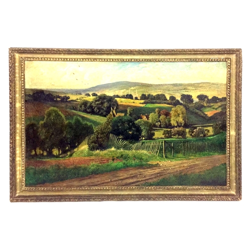 182 - 2 Oils on Canvas Medway Valley Landscapes Nashenden Lane Borstal by David Meade, in washed gilt fram... 