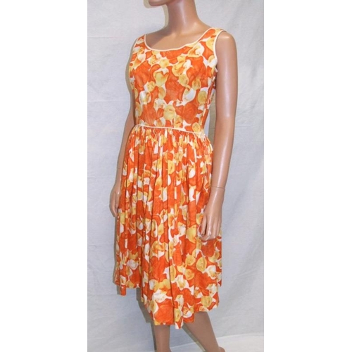 838 - Ladies 50s/60s Orange Floral Dress & Tizzie Mini Dress with under shorts (2)