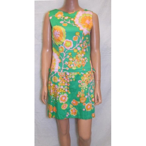 838 - Ladies 50s/60s Orange Floral Dress & Tizzie Mini Dress with under shorts (2)