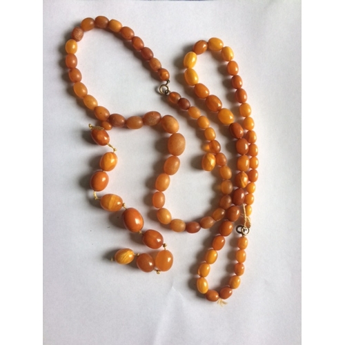 200 - 2 Butterscotch Amber Bead Necklaces & loose beads (3)