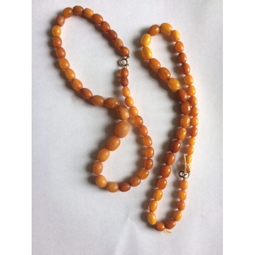 200 - 2 Butterscotch Amber Bead Necklaces & loose beads (3)