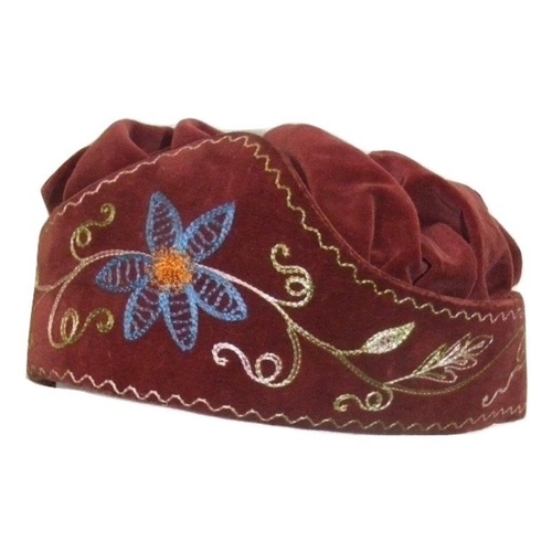 404 - 2 Masons Caps: Blue Velvet Embroidered labelled 'VG Supporter' & Dark Red Velvet Embroidered labelle... 