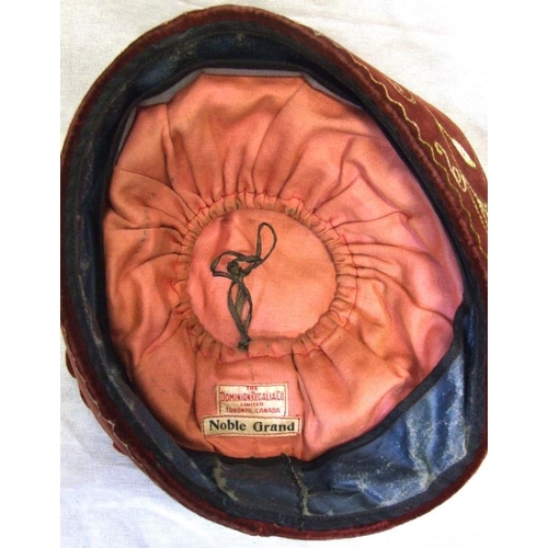 404 - 2 Masons Caps: Blue Velvet Embroidered labelled 'VG Supporter' & Dark Red Velvet Embroidered labelle... 