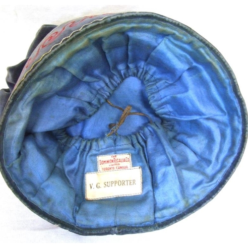 404 - 2 Masons Caps: Blue Velvet Embroidered labelled 'VG Supporter' & Dark Red Velvet Embroidered labelle... 