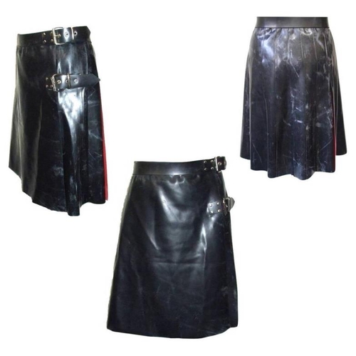 408 - Dvote Black & Red Rubber Kilt, size XXL with rubber latex polish