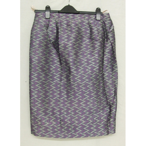 416 - Ladies 1970s Vintage Silver/Purple Coat Dress & Matching Skirt, approx. size 14/16