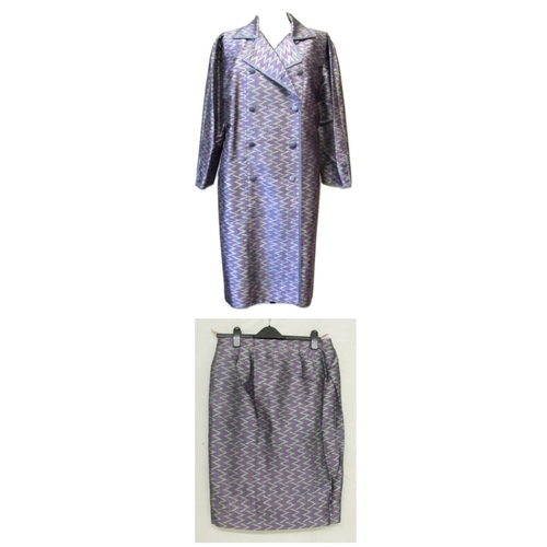 416 - Ladies 1970s Vintage Silver/Purple Coat Dress & Matching Skirt, approx. size 14/16