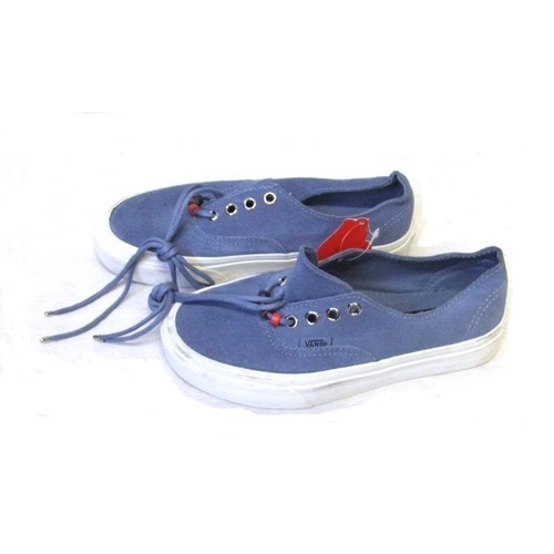 417 - Pair Ladies Vans Light Blue Suede Leather Deck Shoes with tag, size 3