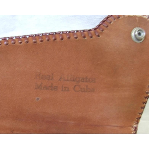 423 - Vintage Alligator Handbag marked to interior ' Real Alligator Made In Cuba'