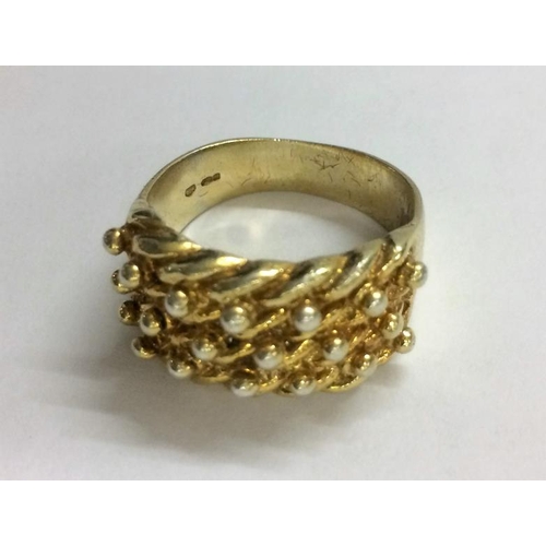 400 - Silver Gilt Gents Ring, marked 925, size S 1/2