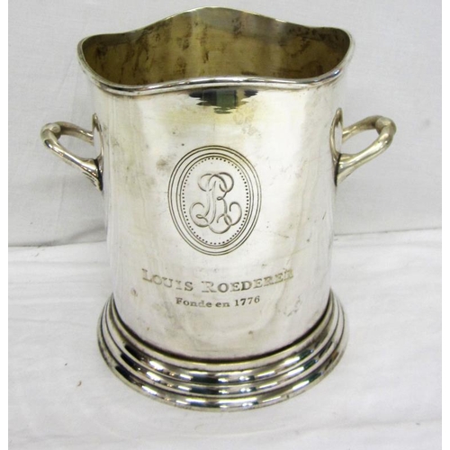 558 - Large Silver Plated 2 Handled Magnum Sized Louis Roederer Champagne Bucket with wavy rim, approx. 7