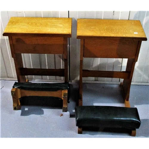 6 - Pair Light Oak Prayer Stools with folding kneeling pads (2)