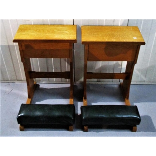 8 - Pair Light Oak Prayer Stools with folding kneeling pads (2)