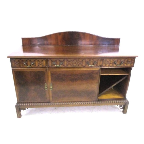 80 - Mahogany Sideboard on Chippendale moulded square section front supports with canted corners, gadroon... 