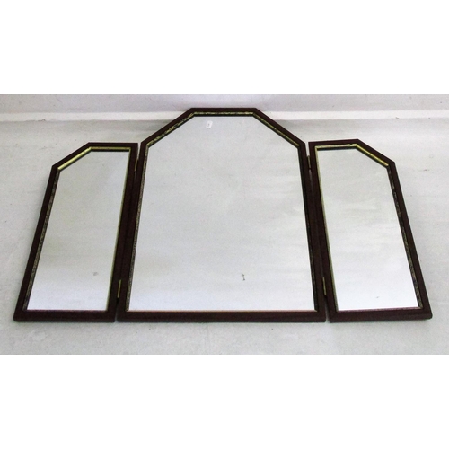 83 - Triple Fold Rosewood Effect Dressing Table Mirror with gilt slip