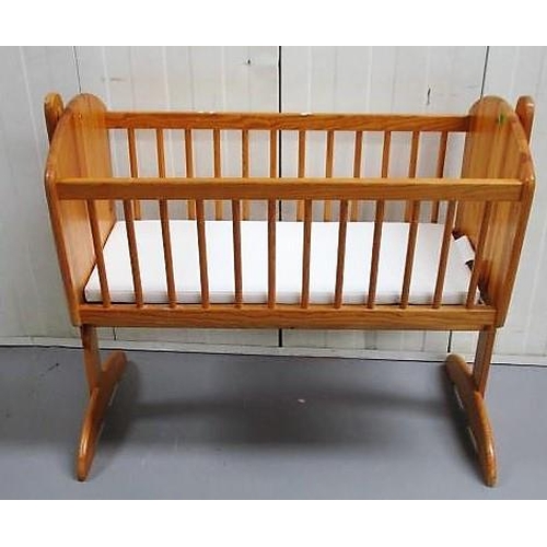 84 - Varnished Pine Child's Cot with railed sides