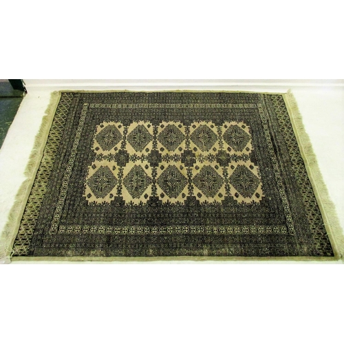 86 - Oriental Style Black & White Rug with pale pink centre, approx. 50