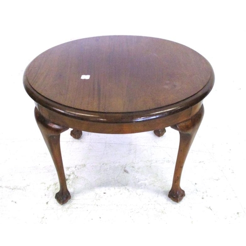 88 - Circular Mahogany Coffee Table on cabriole ball & claw supports