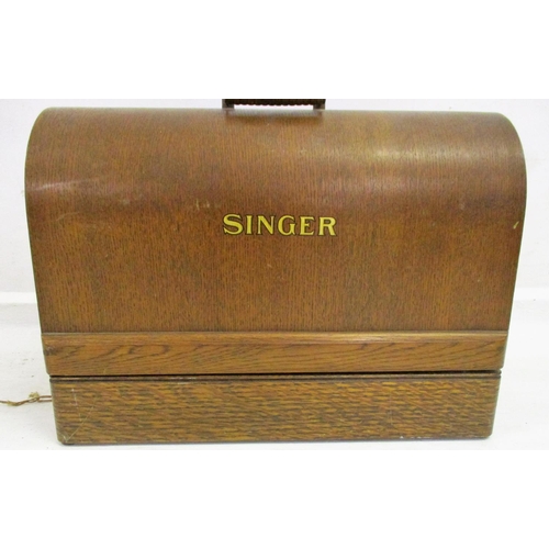 93 - Wooden Cased Singer Hand Sewing Machine No. Y8527059