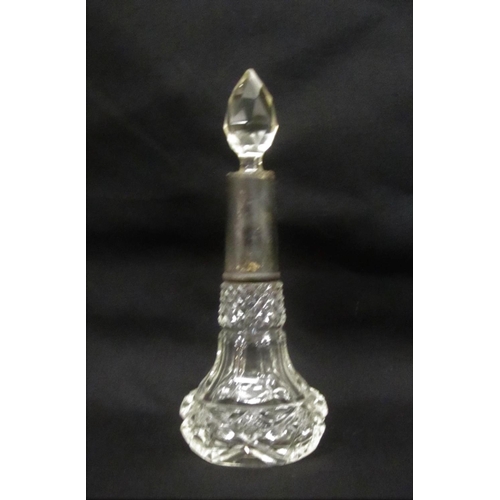 559 - Dressing Table Scent Bottle with silver collar & pull-off stopper, fully hallmarked