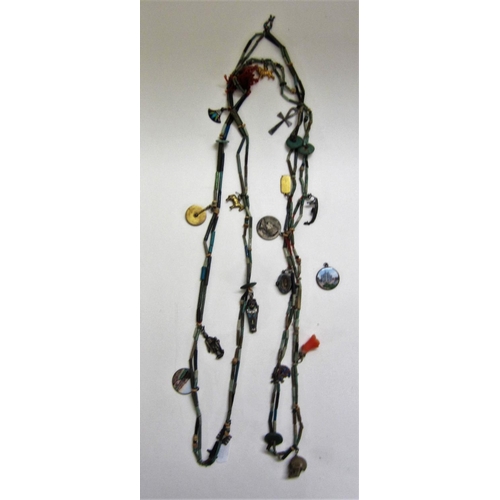 484 - Beaded Necklaces with enameled & cloisonne charms, Coral, 800 Standard, etc.