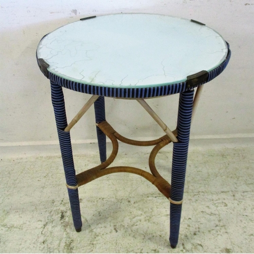 58 - Glass Topped Circular Occasional Table with contrasting coloured banding