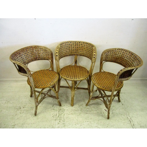 59 - 3 Cane Conservatory Style Chairs on splayed supports (3)