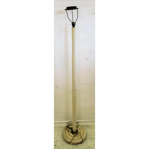 55 - White Painted Standard Lamp with concentric ring base & staged column