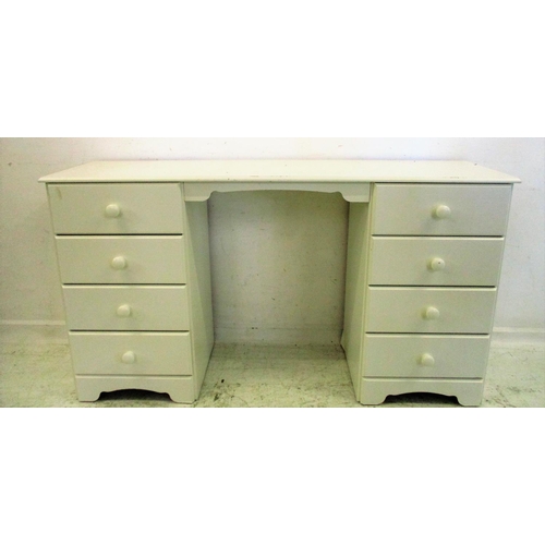 64 - White Melamine Dressing Table with 2 nests of 4 drawers