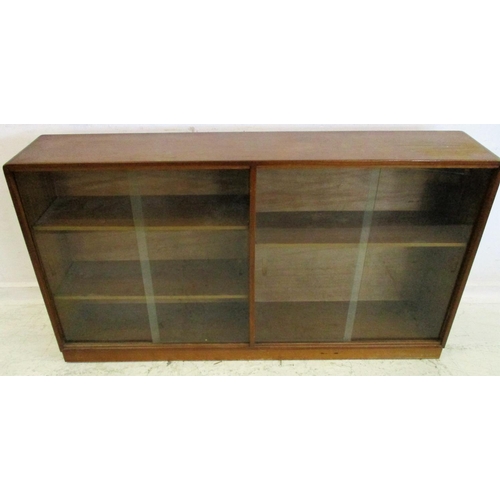 69 - Retro Dwarf Bookcase with 2 pairs glass sliding doors, on plinth base, adjustable interior shelving