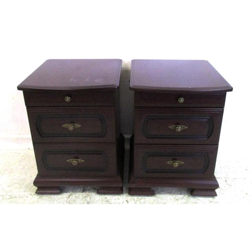 10 - Pair Mahogany Effect 2 Drawer Bedside Lockers with pull-out slides, on ogee bracket supports (2)