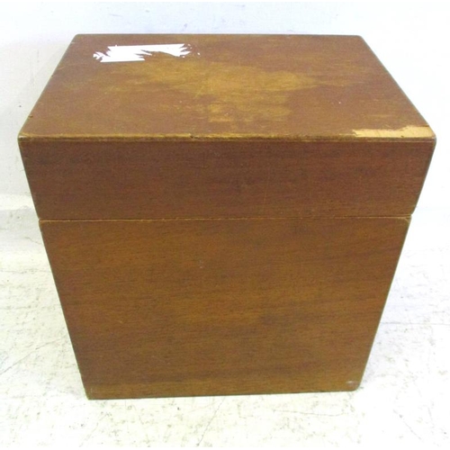 42 - Plywood Box with hinged cover, approx. 11 1/2