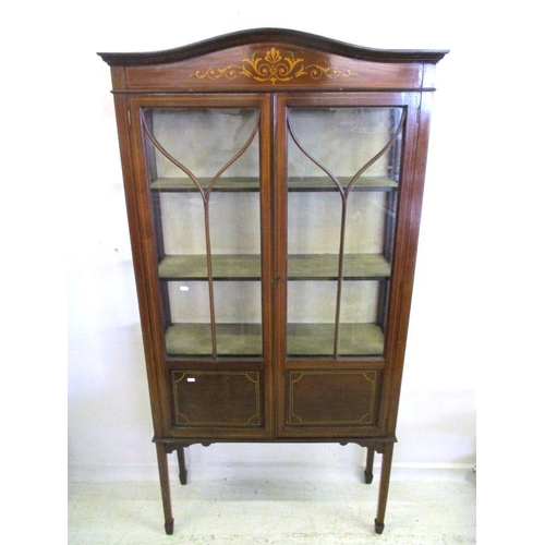 45 - Edwardian Mahogany 2 Door Display Cabinet on square section spade footed front supports, pair glazed... 