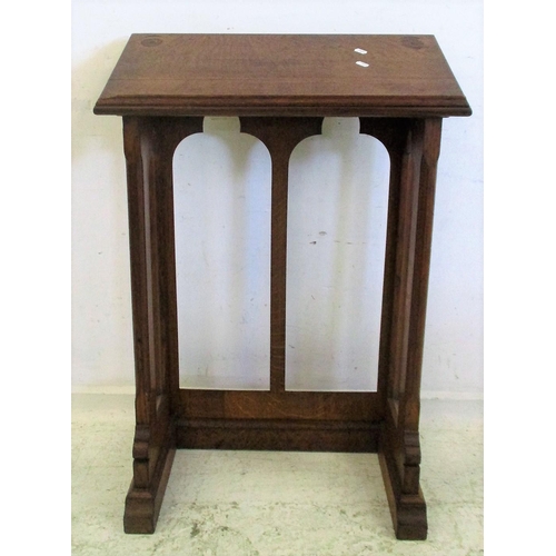 101 - Gothic Style Golden Oak Lectern with Gothic arches, small upstand