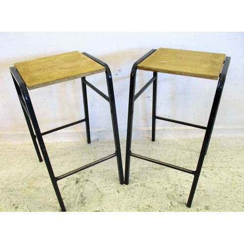 126 - Pair Metal Framed Stacking Stools with wooden seats (2)