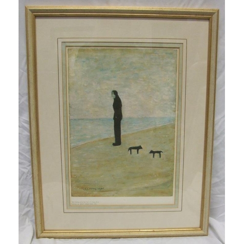 195 - LS Lowry Limited Edition of 850 copies 'Man Looking Out To Sea', published by the Adam Collection wi... 