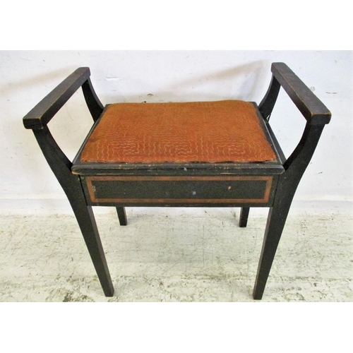 161 - Ebonised & Inlaid Piano Stool for restoration