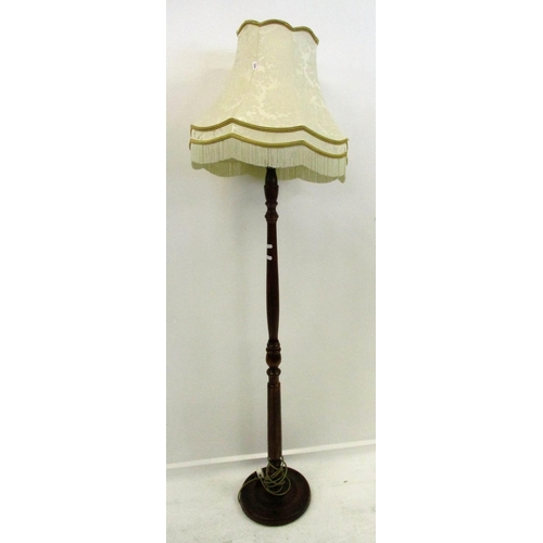 18A - Mahogany Standard Lamp on disc base with turned stem, with shade