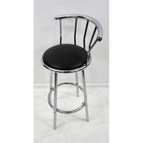 13 - Chrome Breakfast Bar Stool with circular black seat